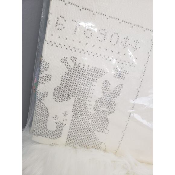 Vintage Birth Sampler Nursery Zoo Safari Animal Elephant Giraffe Cross Stitch - Picture 8 of 9